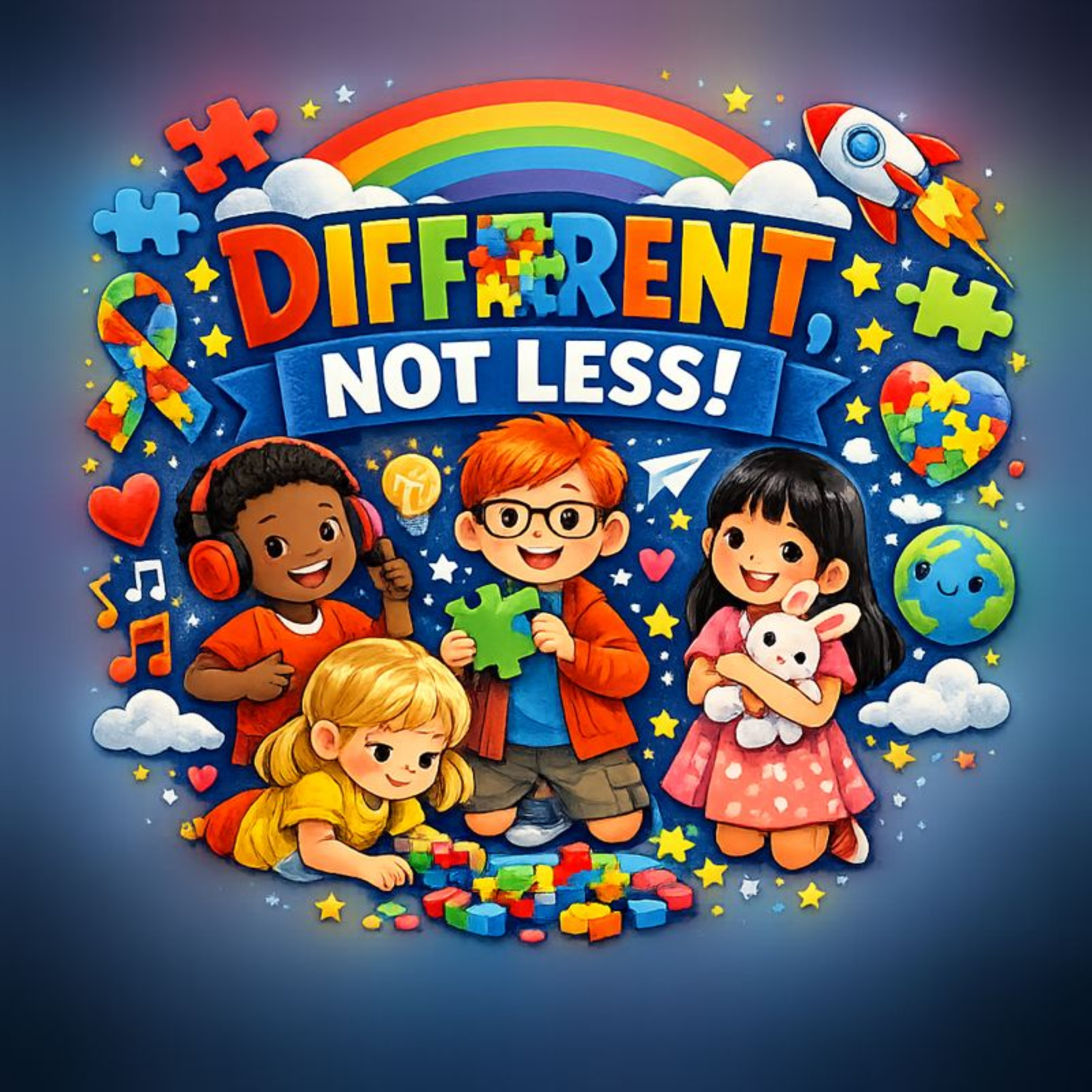 Different Not Less Autism Awareness Unisex Toddler Short Sleeve Tee | Neurodiversity Acceptance Shirt