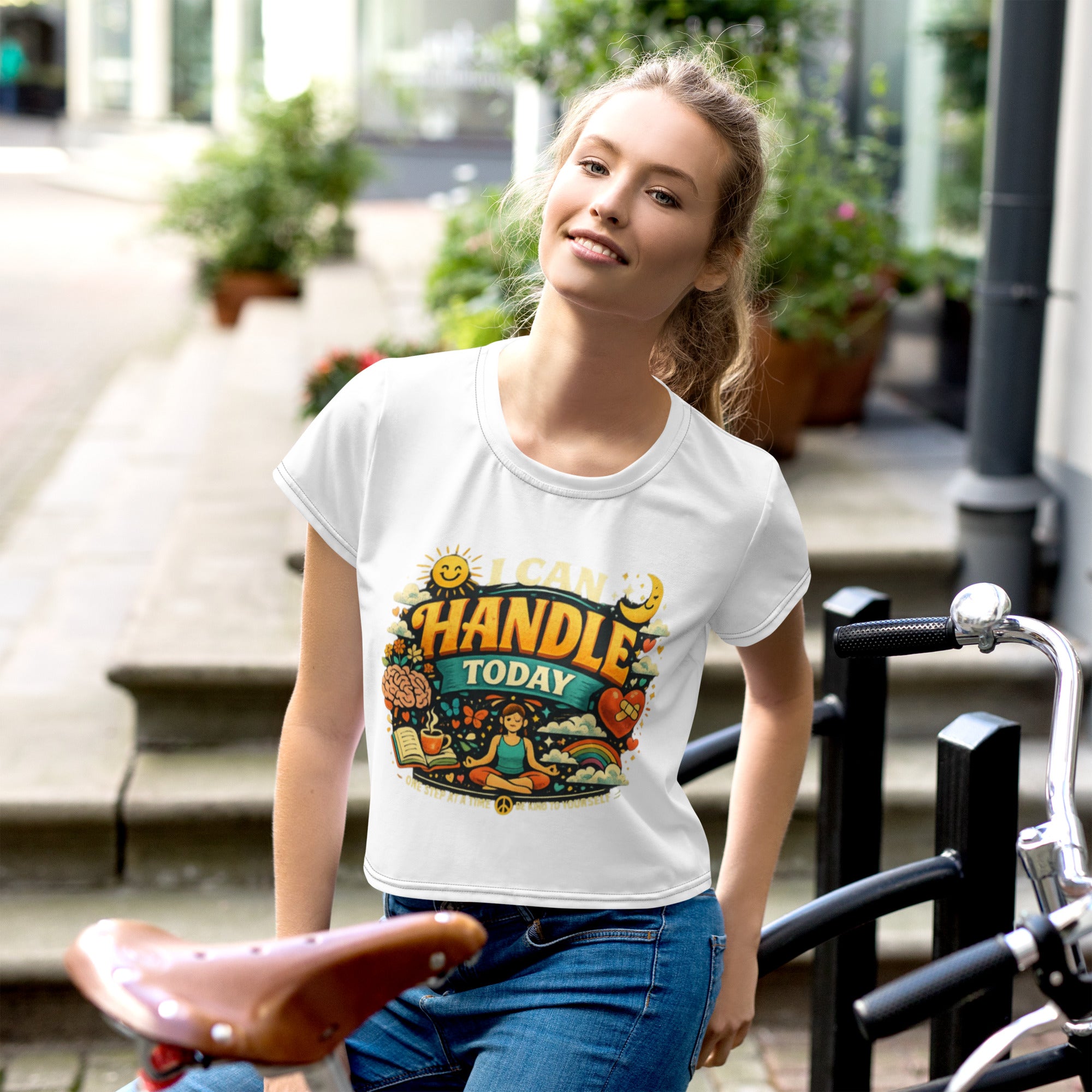 I Can Handle Today All-Over Print Crop Tee | Motivational Mental Health Crop Top