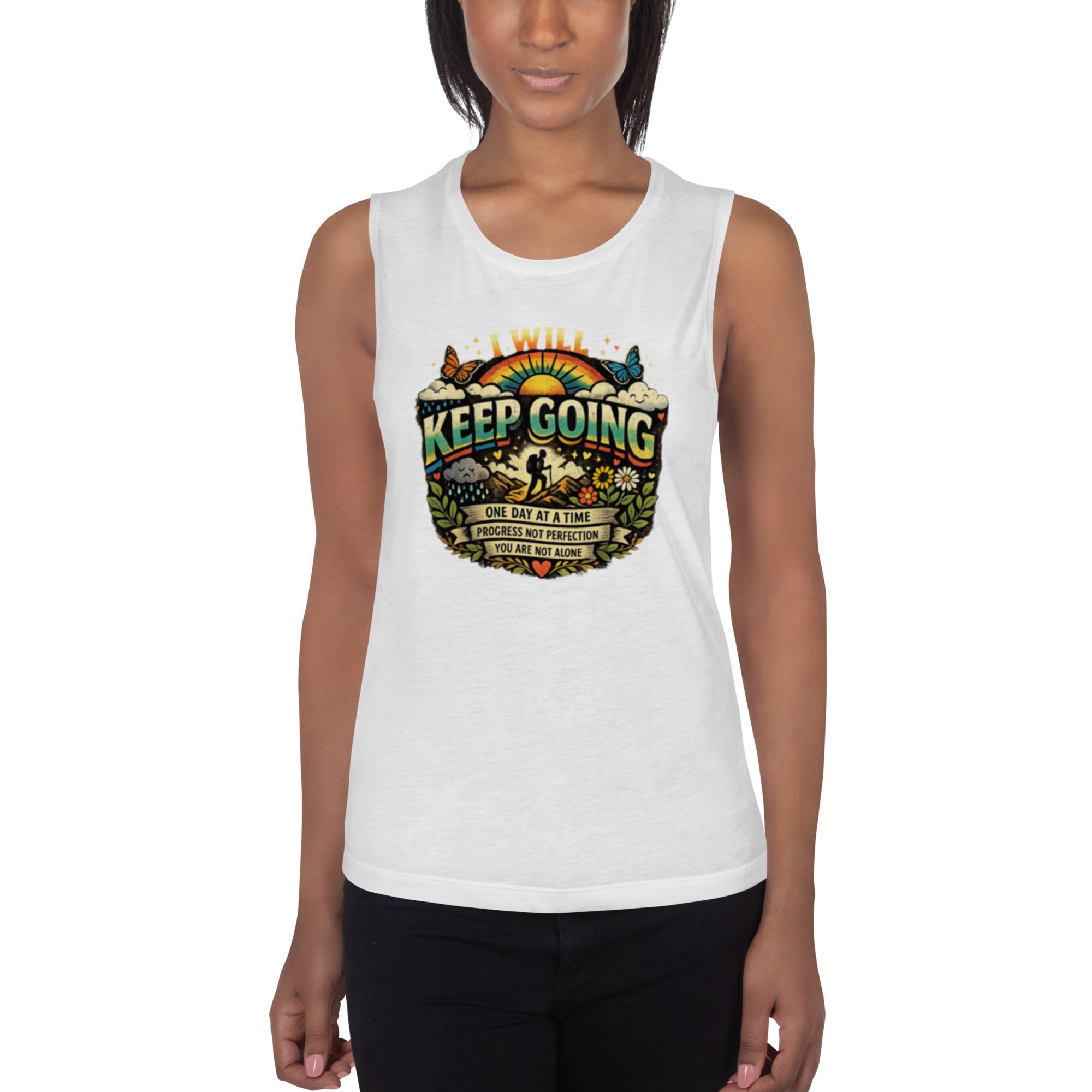 Keep Going Ladies’ Muscle Tank | Motivational Inspirational Women’s Tank Top