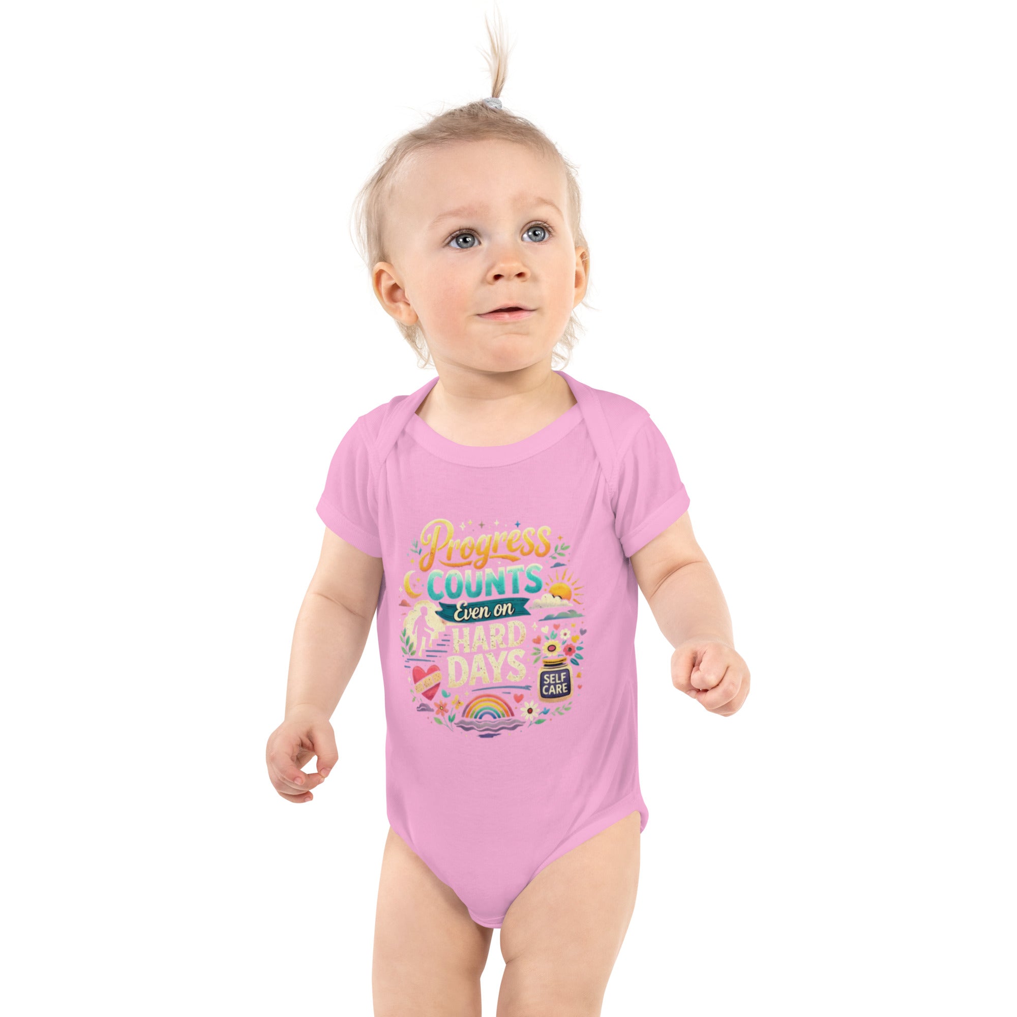 Progress Counts On Hard Days Unisex Infant Bodysuit | Inspirational Positive Message Apparel