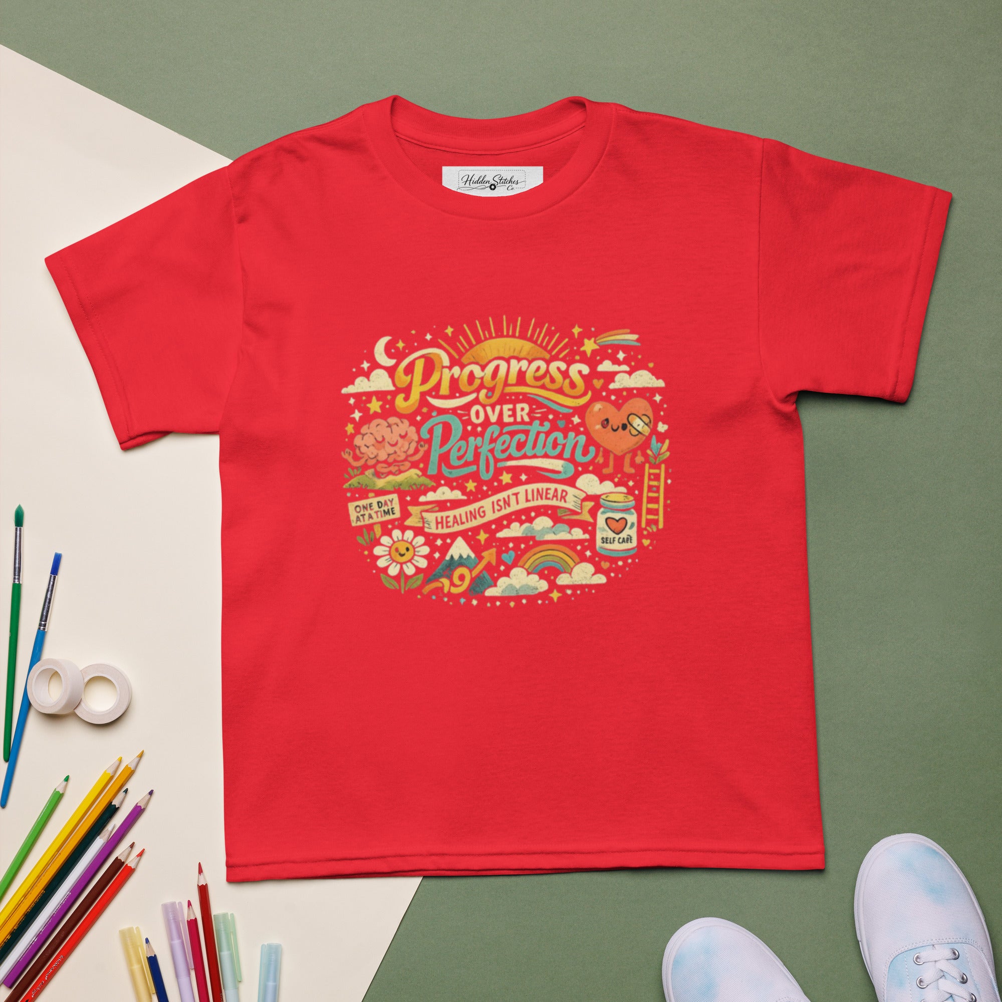 Progress Over Perfection Unisex Youth T-Shirt | Inspirational Motivational Quote Tee