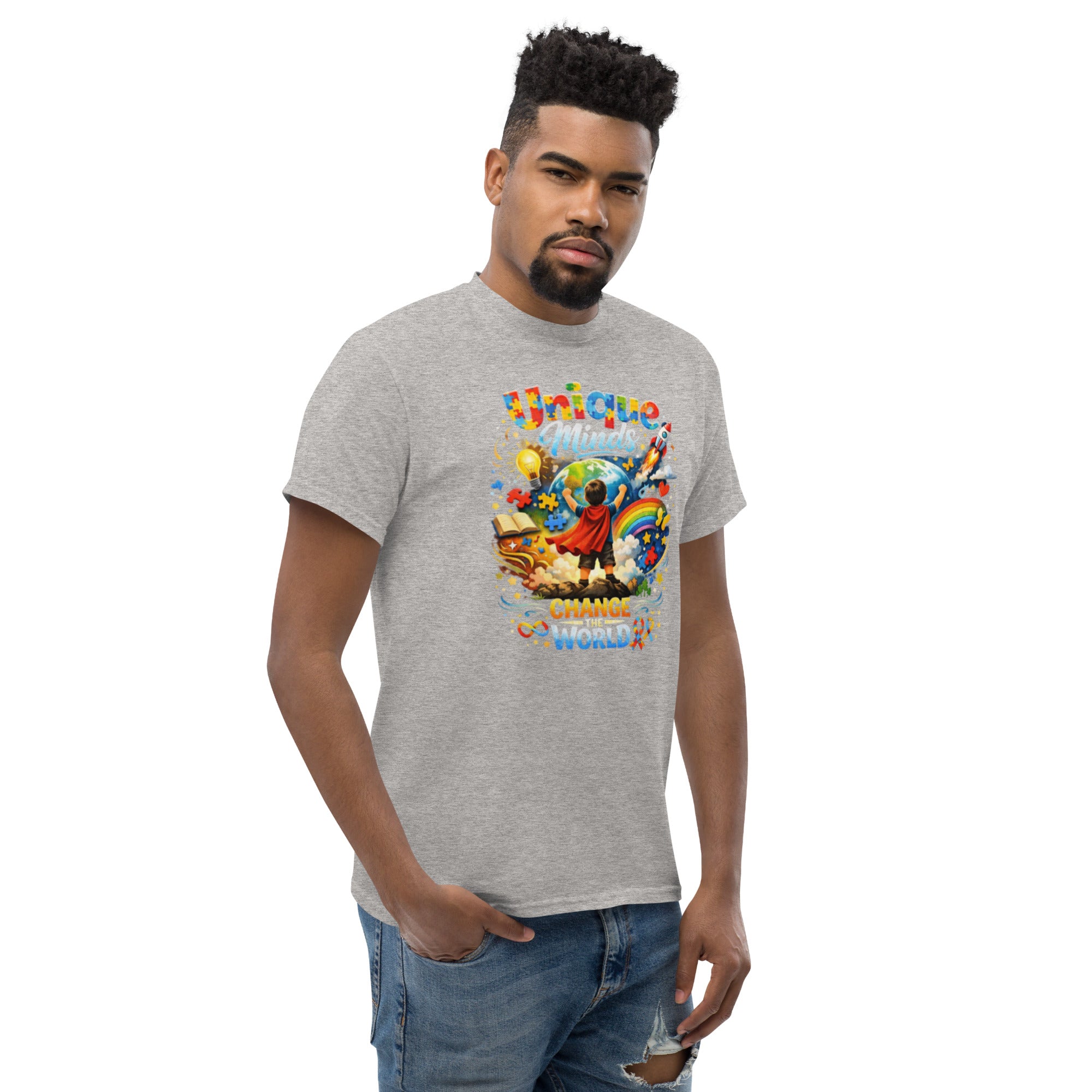 Unique Minds Change The World Autism Awareness Unisex Classic T-Shirt | Neurodiversity Tee